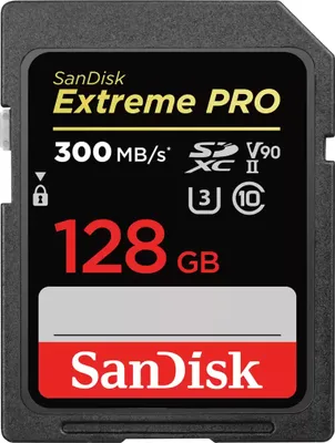 Produktbild von SanDisk Extreme PRO® SDXC™-UHS-II-Speicherkarte, V90 - 128 GB, 300 MB/s, 260 MB/s