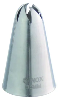 Produktbild von Spritzbeutel-Rosentülle aus einem Stück gezogenem Edelstahl, 5 mm, zum feinen Verzieren