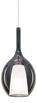 Immagine prodotto di Sospensione Contemporanea Kalique Vetro Fumè Bianco E Cromo 1 Luce E27 H36Cm