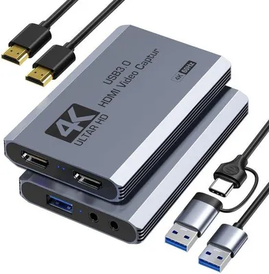 Zdjęcie produktu dla Karta do nagrywania wideo, USB 3.0, wyjście HDMI 4K, nagrywanie gier w rozdzielczości 4K 60FPS/1080P 240FPS dla PS5, kamer, komputerów i streamingu