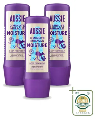 Imagen del producto de 3 mascarillas capilares Aussie "3 Minute Miracle Moisture" - 225 ml cada una - Paquete de 3 unidades