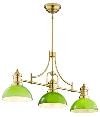 Productafbeelding van Hanglamp PLATINO, groen-messing, 3xE27x40W, metaal, afmetingen: 170x121x30,5 cm, IP20, Jupiter