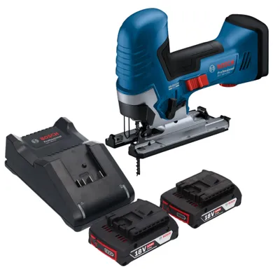 Image de Bosch GST 18V-125 S Professional Scie sauteuse sans fil 18 V 125 mm Brushless + 2x batterie 2,0 Ah + chargeur