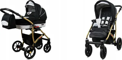 Produktbild von BabyLux® Largo | 2in1 Kinderwagen Set | Black Dots | Kombikinderwagen | Kinderwagenset | Buggy +