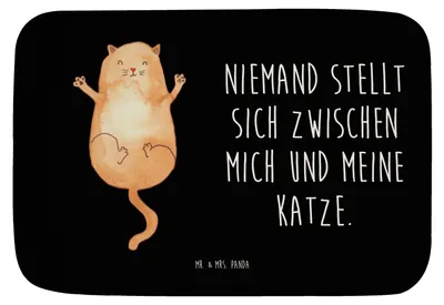Produktbild von Mr. & Mrs. Panda Badematte Katze Umarmen - Schwarz - Geschenk, Badezimmer Matte, Katzen, Badteppich, badezimmermatte, Familie, Haustier, Duschvorleger, Badezimmerteppich