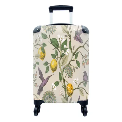 Produktbild von MuchoWow® Koffer Handgepäck Trolley Rollkoffer Kleine Reisekoffer mit 4 Rollen - Muster - Vogel - Pflanzen - Obst - Cabin Size < 55x40x23 cm & 55x40x20 cm - Fotokoffer - Kabinenkoffer - Boardgepäck - Reise-Box - Reisekoffer - Reisegepäck - Koffer mit Bild - Trolley für Kinder