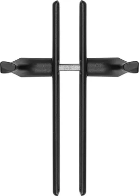 A black door handle set is shown against a white background.