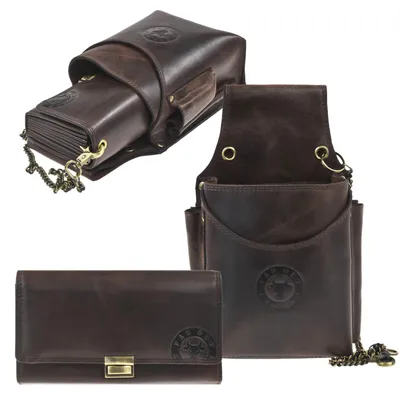 Produktbild von Kloehn Set Kellnerbörse und Gürtel-Kellnertasche antik braun mit Sicherungskette