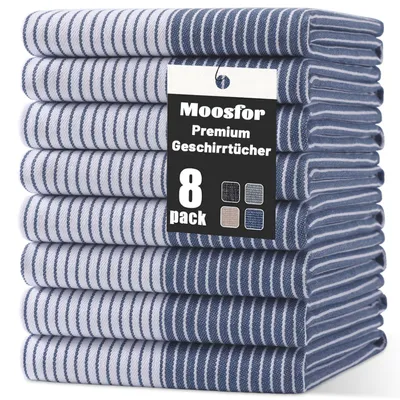 Produktbild von Geschirrtücher 100% Baumwolle 8er Set 46 x 72 cm Marineblau