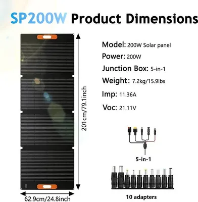 Produktbild von Solarpanel, tragbar, faltbar, T200 5 in-1