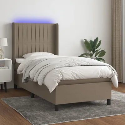 Produktbild von The Living Store Boxspringbett mit Matratze & LED Taupe 100x200 cm Stoff