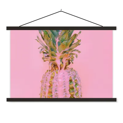 Produktbild von MuchoWow® Textilposter Farbe - Ananas - Rosa - Sommer 120x80 cm mit schwarzem Rahmen - Wanddeko
