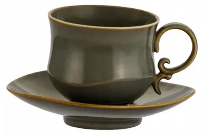 Produktbild von Domdekoracji 167-2702 Elegante Tasse mit Untertasse Grau Retro