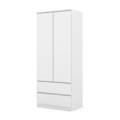 Produktbild von Kleiderschrank MAJA 80 cm Weiß Matt Funktionaler Schrank mit Regalböden und Kleiderstange