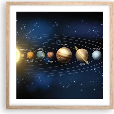 Produktbild von Gerahmtes Poster - Rahmen in heller Eiche - Kosmos Planet - 50x50 cm - Wand Bild - Wanddeko - Wandbilder - Kunstposter - Wandposter - Bilderrahmen - Bilder - Kunstdruck - Wandbild - P2NAC50x50-3650