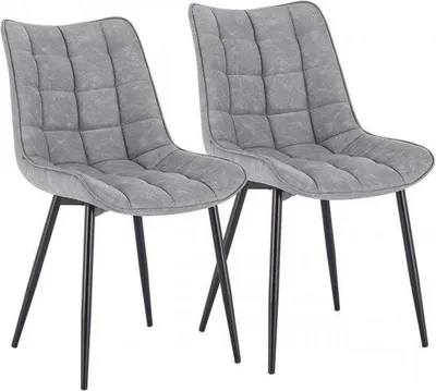 Produktbild von Kunstledereetkamerstühle - Lichtgrijs - Set van 2 - Wohnzimmer & Esszimmer