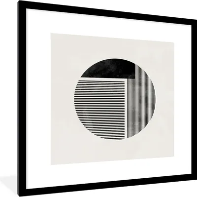 Produktbild von MuchoWow® Gerahmtes Poster Minimalismus - Kreis - Design 40x40 cm - Poster mit Schwarzem Bilderrahmen Wandposter Rahmen Foto Bilder - Poster - Plakat im Rahmen