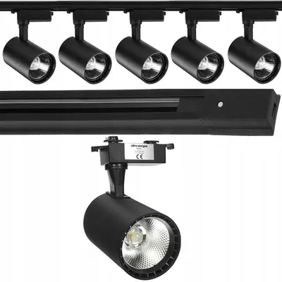 Produktbild von Decorya Schienensystem 5x Deckenstrahler Schwarz tralweiß 1m