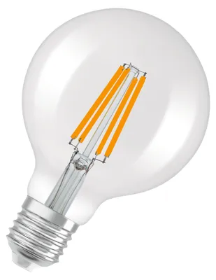 Obrázek produktu pro OSRAM LED Superstar Globe 95 60, žárovka LED ve tvaru koule, filamentová, stmívatelná, sklo bez obsahu olova, čirá, 5,9 W (ekvivalent 60 W), 806 lm, teplá bílá, 2700 K, stmívatelná, životnost 25 000 hodin, index podání barev (CRI) 80