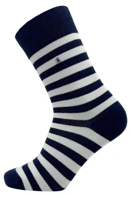 Produktbild von Uni gestreifte Socken marineblau und weiß – Navy – 41-46