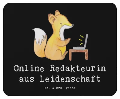 Produktbild von Mr. & Mrs. Panda Mauspad Online Redakteurin Leidenschaft - Schwarz - Geschenk, pc mousepad, Mouse Pad, mausteppich, laptop