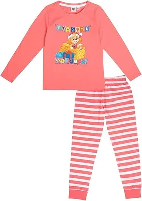 Zdjęcie produktu dla Piżama Paw Patrol dla dziewczynek - Świąteczny dziecięcy zimowy zestaw piżamy Świąteczny długi rękaw ze spodniami Koralowy/Biały 110/116