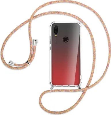 Produktbild von Handykette Backcover-Schutzhülle mit Band (Metall silberfarben) für Xiaomi Redmi 7 - Rainbow