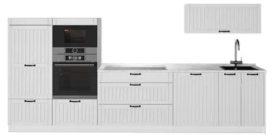 Produktbild von Küchenzeile Vicco Fame-Line Weiß Landhaus/Weiß 340 cm, AP Marmor, Model 64547