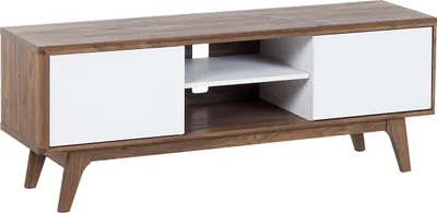 Zdjęcie produktu dla BELIANI Szafka RTV biała ciemnobrązowy 53 x 142 cm telewizory do 60ʺ szafki półki otwory na kable