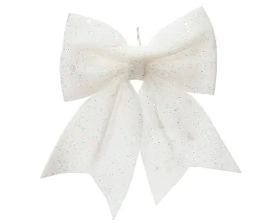 Produktbild von Schleifen 17cm 2er Set mit Glitzer - Weiß
