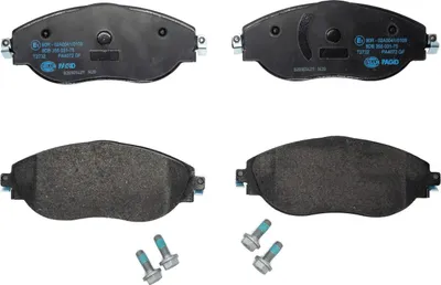 Produktbild von Bremsbelagsatz Scheiben ohne Verschleißwarnung 20 mm HELLA für u.a. VW GOLF