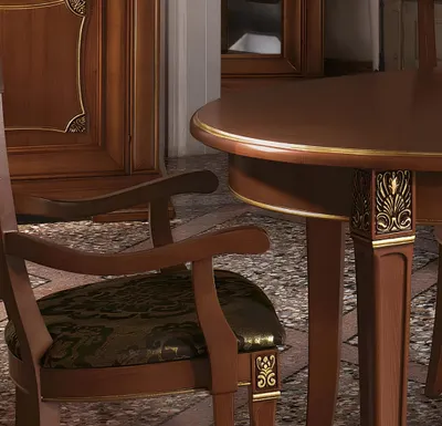 Produktbild von Esszimmer Garnitur Set Barock Rokoko Tisch 4x Stühle Vitrine Kommode 7tlg. neu
