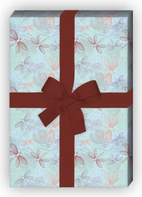 Produktbild von Schönes Natur Geschenkpapier mit Libellen, blau grün - G10091, 32 x 48cm