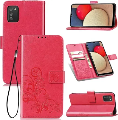 A collage of images showing a pink phone case for a Samsung Galaxy A02s.