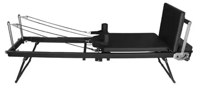 Produktbild von Pilates Reformer - S1001 - Klappbar - Widerstand verstellbar - Stahlrahmen - Heimtraining - Mit Federn und Pedal - Schwarz