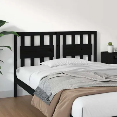 Produktbild von vidaXL Kopfteil Schwarz 125,5x4x100 cm Massivholz Kiefer - Kopfteil - Kopfteile - Bettkopfteil - Holzkopfteil
