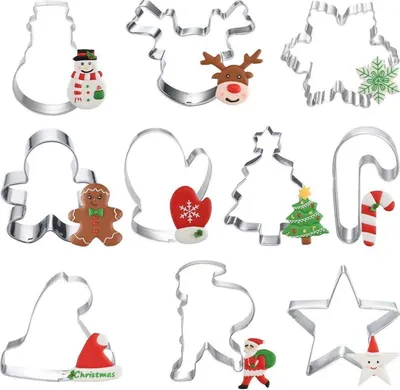 Produktbild von Ausstechformen Weihnachten Set 10 Stück Fondant Keksausstecher Plätzchenausstecher