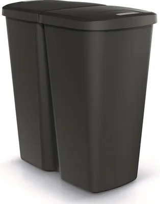 Obrázek produktu pro Dvoukomorová popelnice – 50 litrů, třídění odpadu – černá popelnice 60 litrů