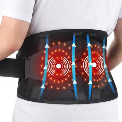 Produktbild von Elektrisches Massagekissen für den Rücken, drahtloses Rückenmassagegerät für Menstruationskrämpfe, warmes Massagekissen für den unteren Rücken, Lendenstützriemen mit 5 Heizstufen für Männer und Frauen