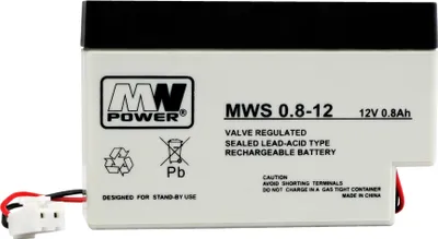 Zdjęcie produktu dla Mws 0.8-12: Mws 0.8-12: Akumulator Agm 12V/0.8Ah, 96*25*62 (Wtyk)