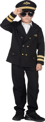 Produktbild von Piloten Kostüm Kinder Schwarz Gold Karneval Verkleidung Fasching Mottoparty