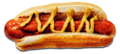 Produktbild von Mono-Quick Hot Dog 3D - Aufnäher, Bügelbild, Aufbügler, Applikationen, Patches, Flicken, zum aufbügeln, Größe: 2 x 4,8 cm