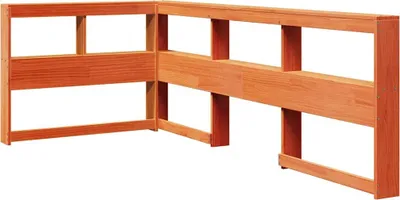 Obrázek produktu pro vidaXL Čelo postele s policí na knihy ve tvaru L voskově hnědé 80 cm z masivního dřeva