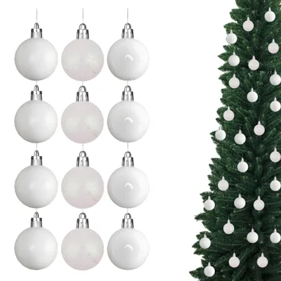 Weihnachtskugeln 30 mm, 12 Stück, unzerbrechlich, weiß, glänzend/matt/Glitzer