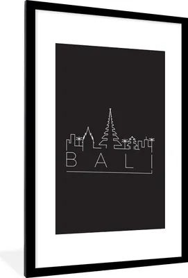 Produktbild von MuchoWow® MuchoWow® Gerahmtes Poster Skyline "Bali" schwarz 60x90 cm - Poster mit zchwarzem Bilderrahmen - Dekoration - Wandposter Wohnzimmer - Hochwertig