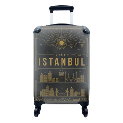 Obrázok produktu pre Kufrík Ručná batožina na kolieskach Malý cestovný kufor so 4 kolieskami Panoráma Istanbulu - čierna - Veľkosť kabíny < 55x40x23 cm & 55x40x20 cm -