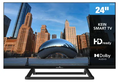 Produktbild von Smart-Tech 24HN01V3CA, 61 cm (24"), 1366 x 768 Pixel, HD, DLED, DVB-C, DVB-S, DVB-S2, DVB-T, DVB-T2, Schwarz