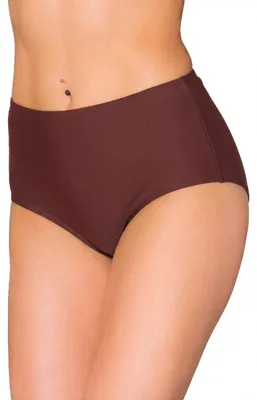 Produktbild von Aquarti Bikinihose Damen mit Hohem Bund – Klassische Bikinihosen für Damen in Großen Größen, Farbe: Schokoladenbraun, Größe: 44