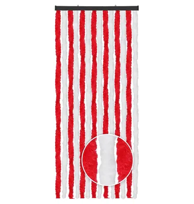 Image de Rideau en velours 56x185 bandes unies rouge - blanc