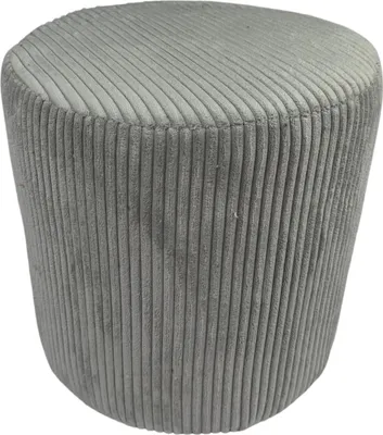 Produktbild von Cord-Hocker POSO 40x40 cm gepolstert rund – weiches Sitzkissen oder Fußhocker für Wohnzimmer – Hellgrau